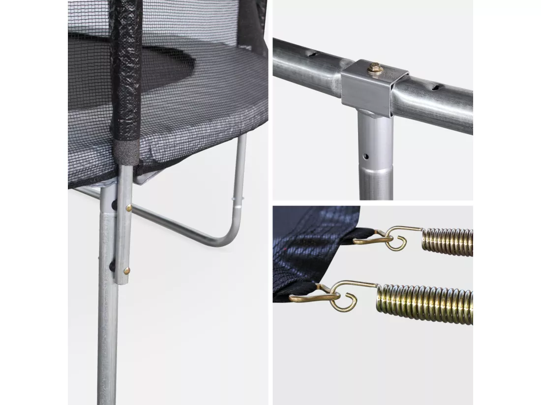 Trampoline rond Ø 370cm gris avec son filet de protection - Saturne - Trampoline de jardin 370 cm 3m| Qualité PRO. | Normes EU.