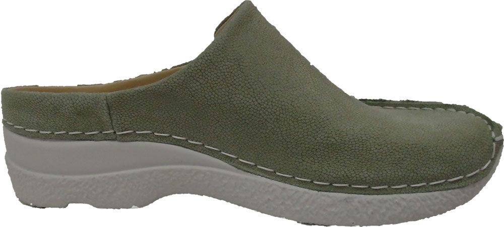 Wolky Pantoffel Seamy Slide Nubukleder light green