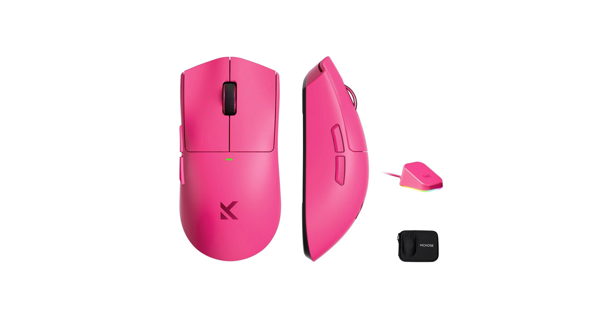 MCHOSEK7 Ultra Lightweight Wireless Gaming Mouse  (Roze, RGB, USB / 2.4 GHz, 42.000 DPI)