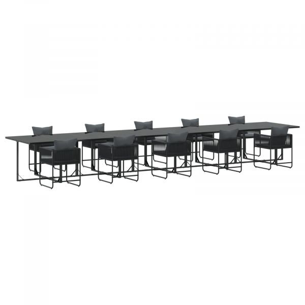 Conjunto de Mesa de Jantar vidaXL Conjunto de 11 Preto Aço Revestido a Pó - 230427804
