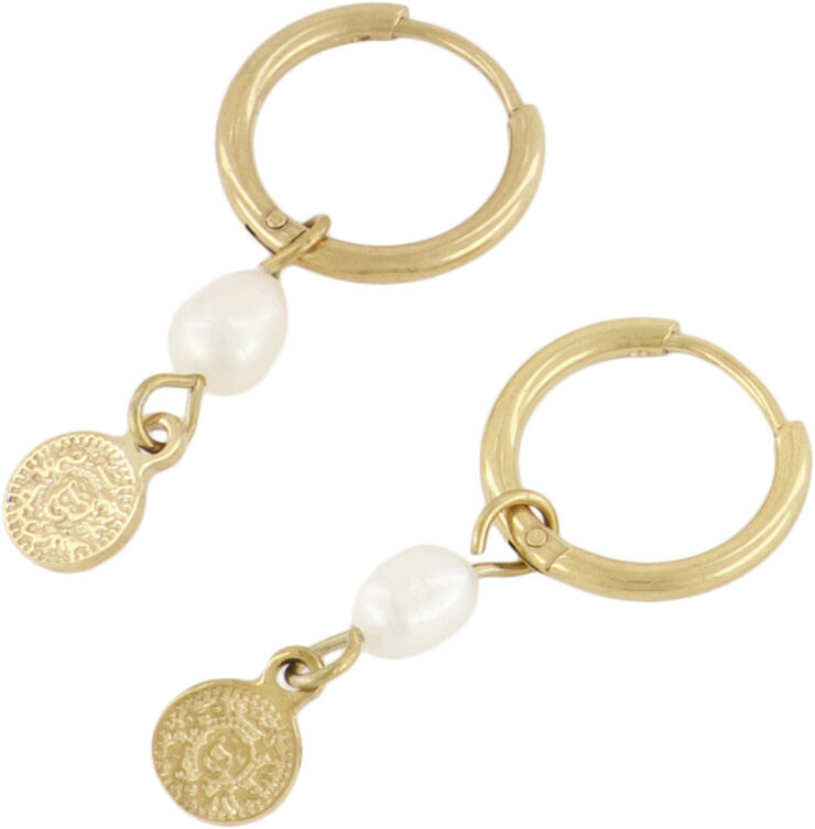My Jewellery Earrings pearl and coin Gold
