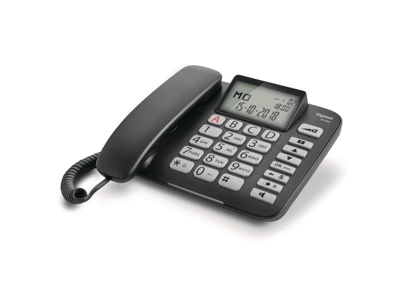Gigaset Tischtelefon DL580 Schwarz Das Komfort-Telefon mit grossen Tasten und beleuchtetem Display