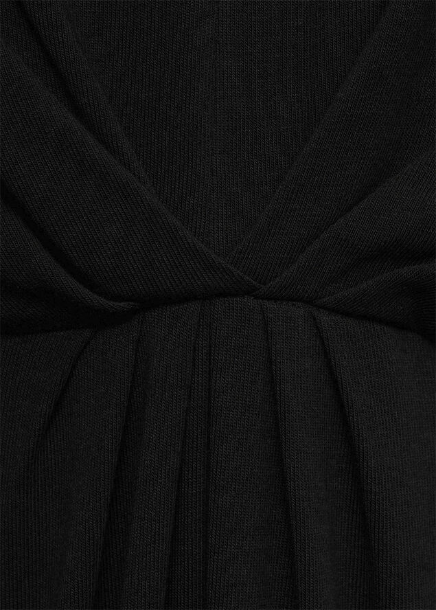 MANGO Short sleeve draped dress Black