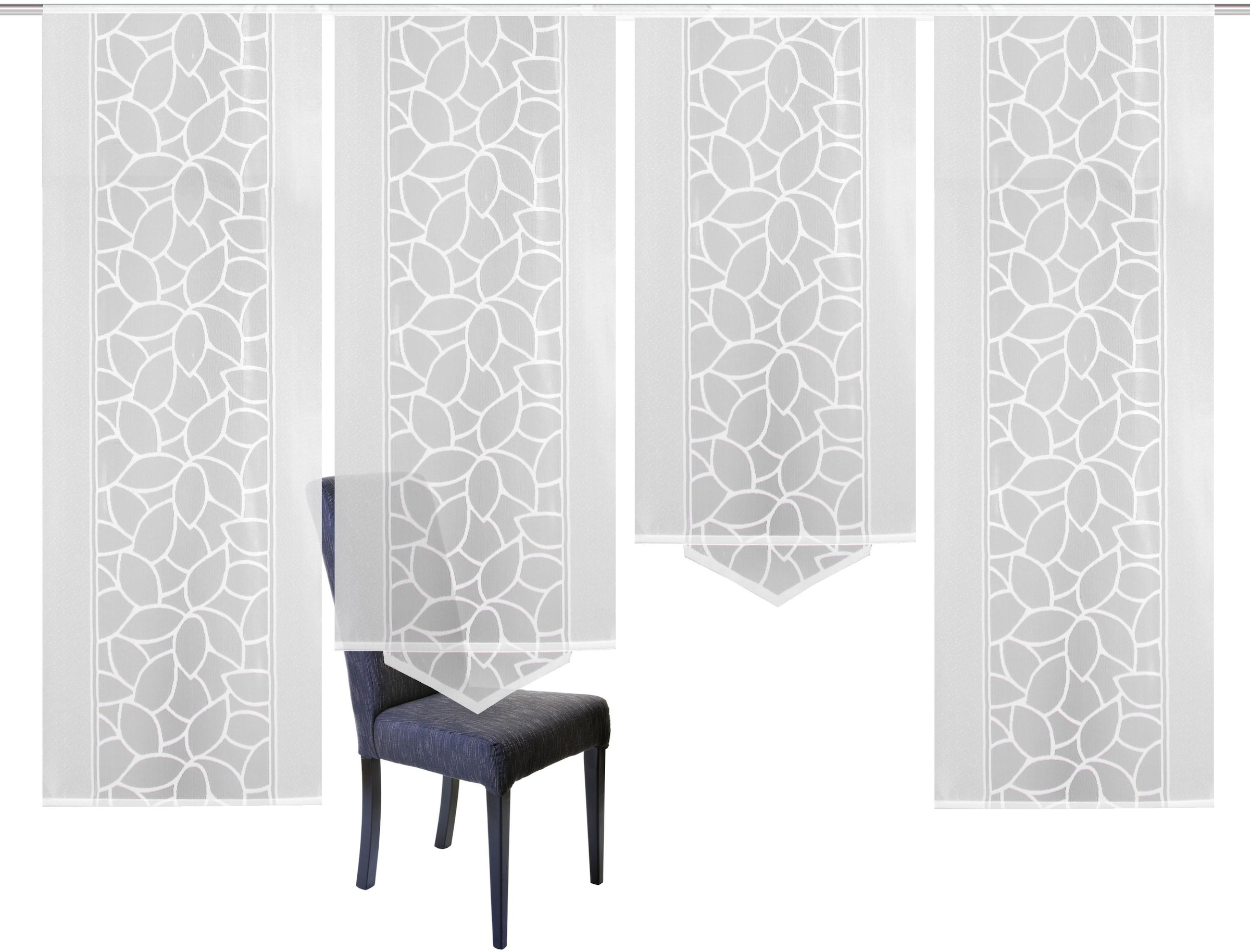 HOME WOHNIDEEN Schiebegardine »JENNA« Klettband 4 Stk. tlg. Schiebevorhang Jacquard Set