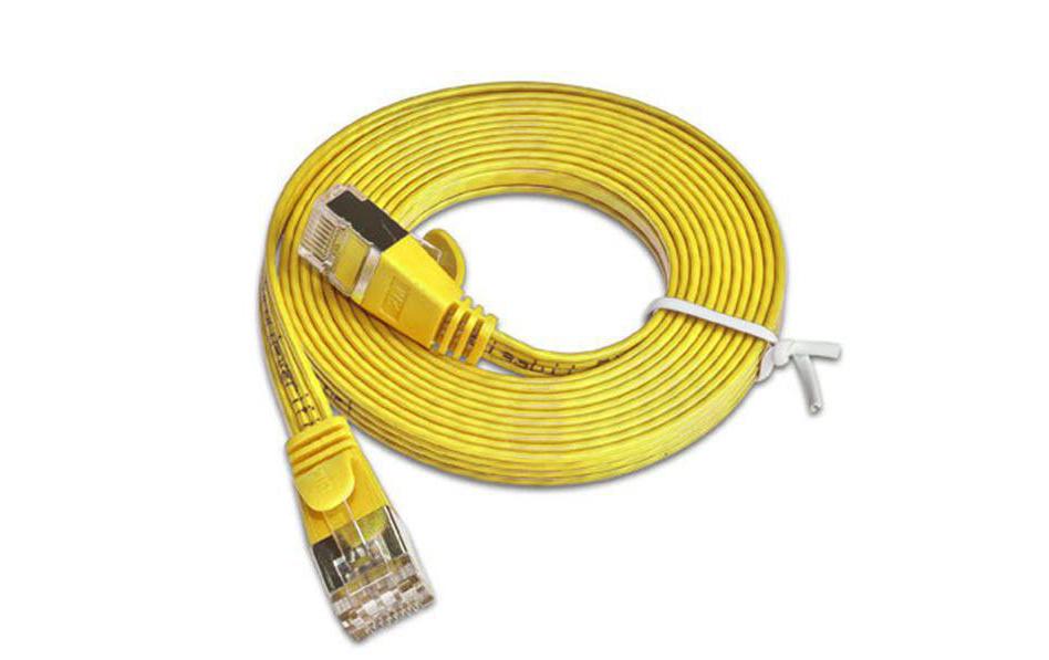 Slimpatchkabel RJ-45 - RJ-45, Cat 6, STP, 0.5 m, GelbGeschirmtes Twisted-Pair-Kabel (STP) mit Klinkenschutz