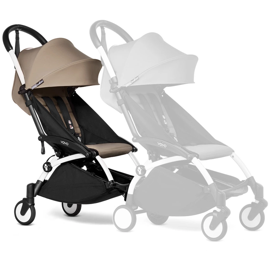 BABYZEN Kinderwagen YOYO 6+ connect Black mit Textilset Taupe
