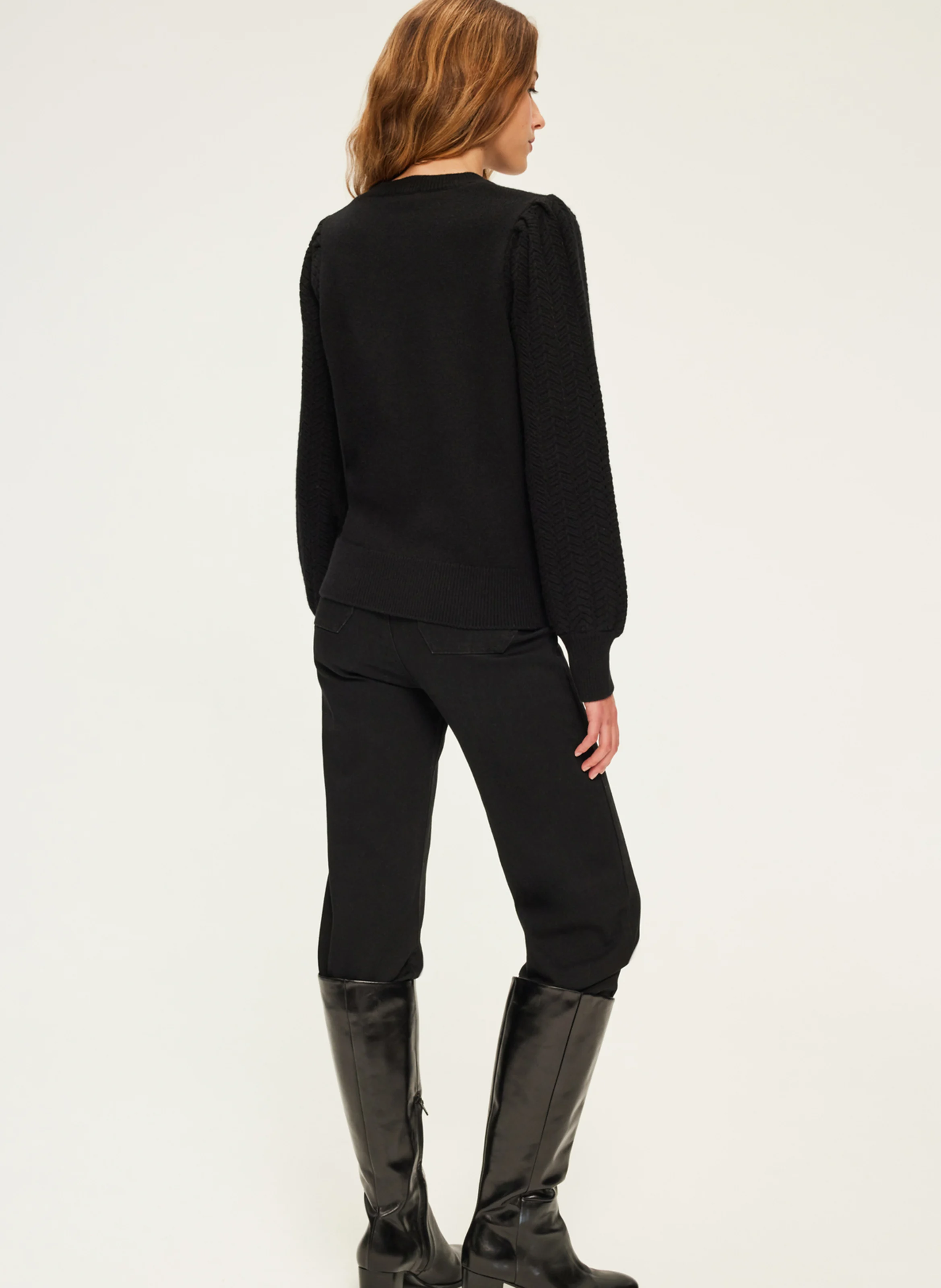 JANITA - Pull col rond en laine | Noir