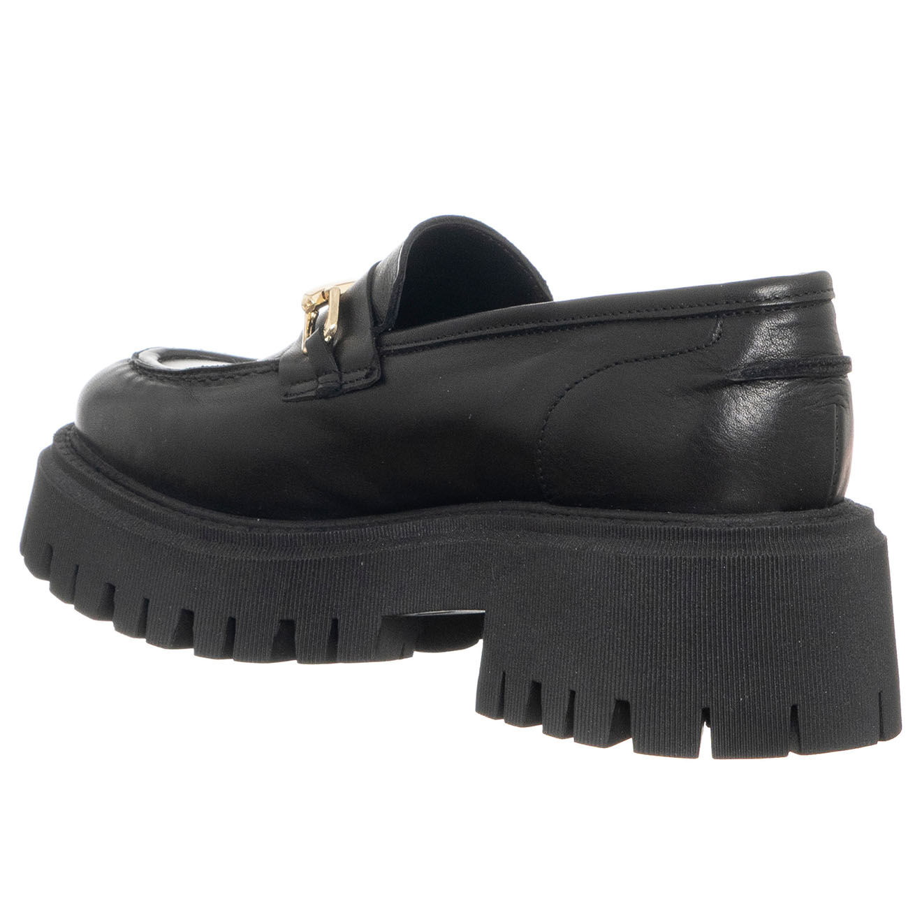 Loretta Pettinari Mocassins en Cuir Barbara noirs - Talon 5 cm