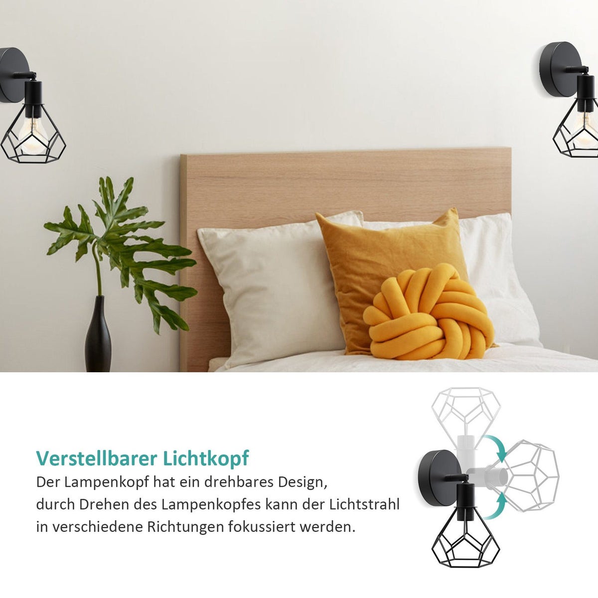 EMKE Retro Wandlamp - Industriële wandlamp met E14 fitting, perfect voor woonkamer en hal (lamp niet inbegrepen)