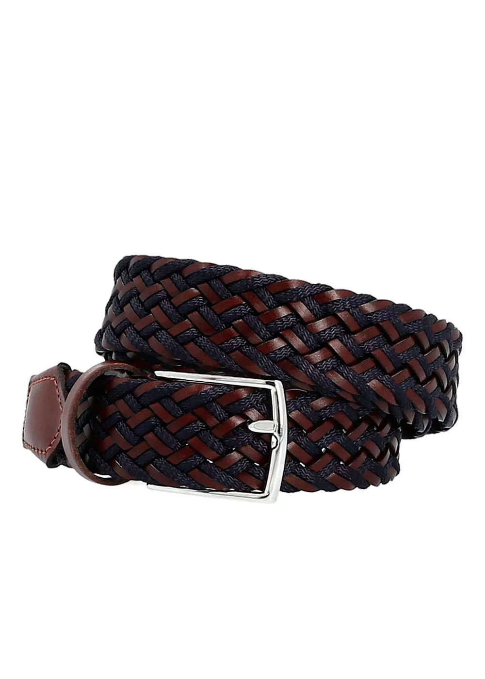 CEINTURE MIA CUIR TRESSE MARINE
