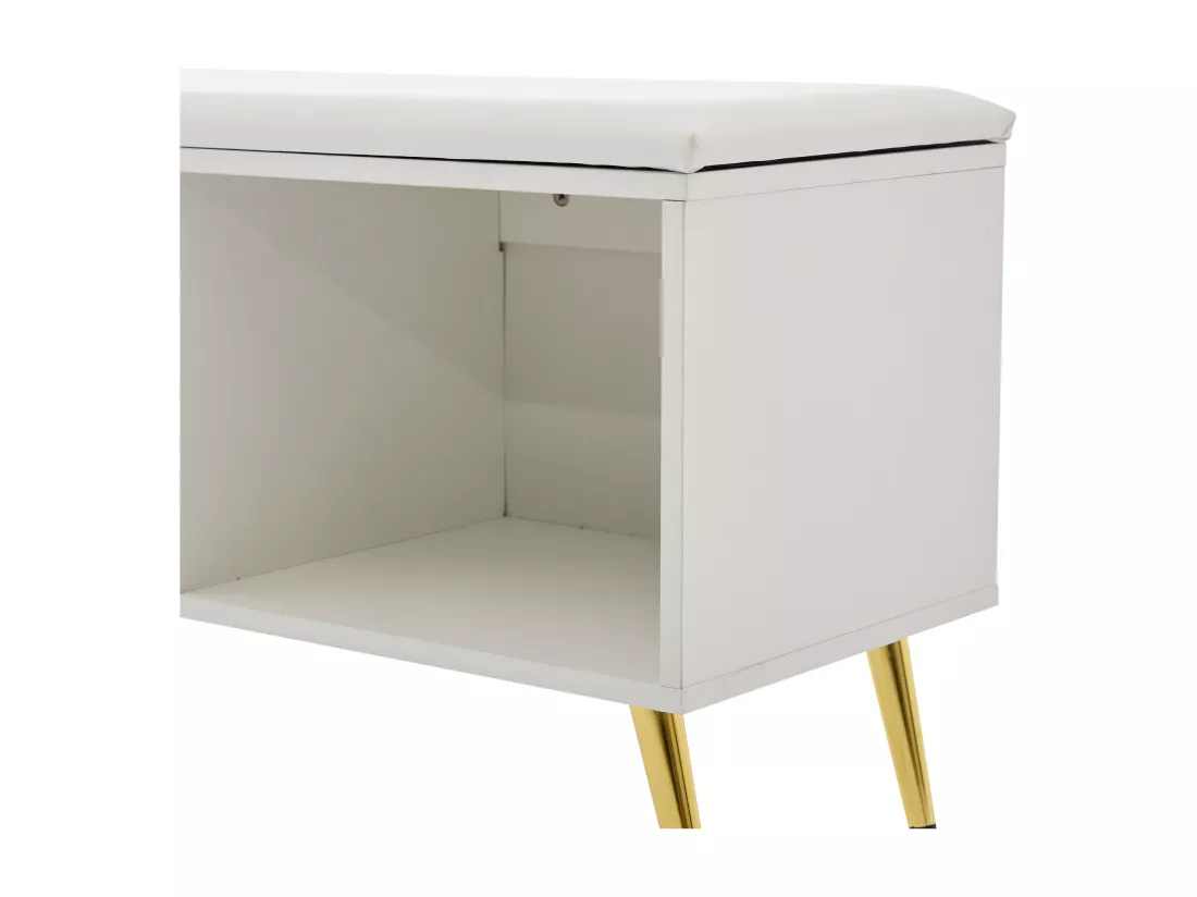 Meuble à chaussures - rangements à plusieurs niveaux & assise rembourrée - Blanc
