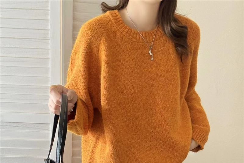 Beaustreet - Ronde hals effen oversized gebreide trui