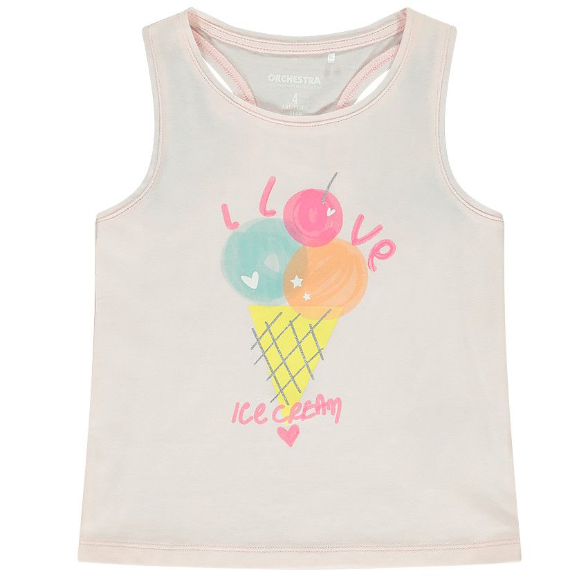Débardeur en jersey avec print fantaisie pour fille - Rose