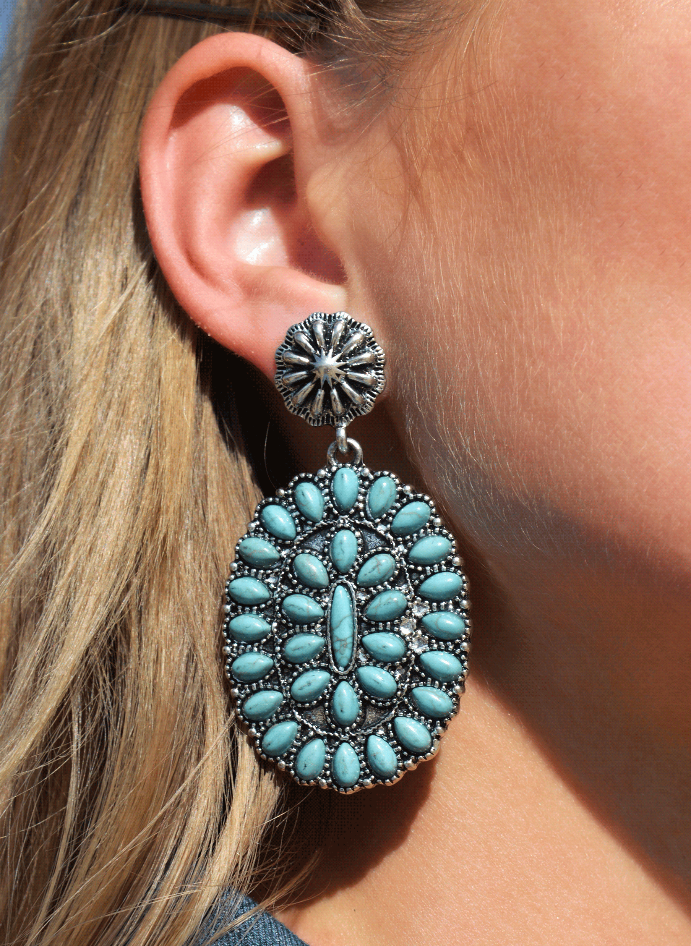 ETANIA - Boucles d'oreilles pendantes pour oreilles percées avec pierres en résine | Argent