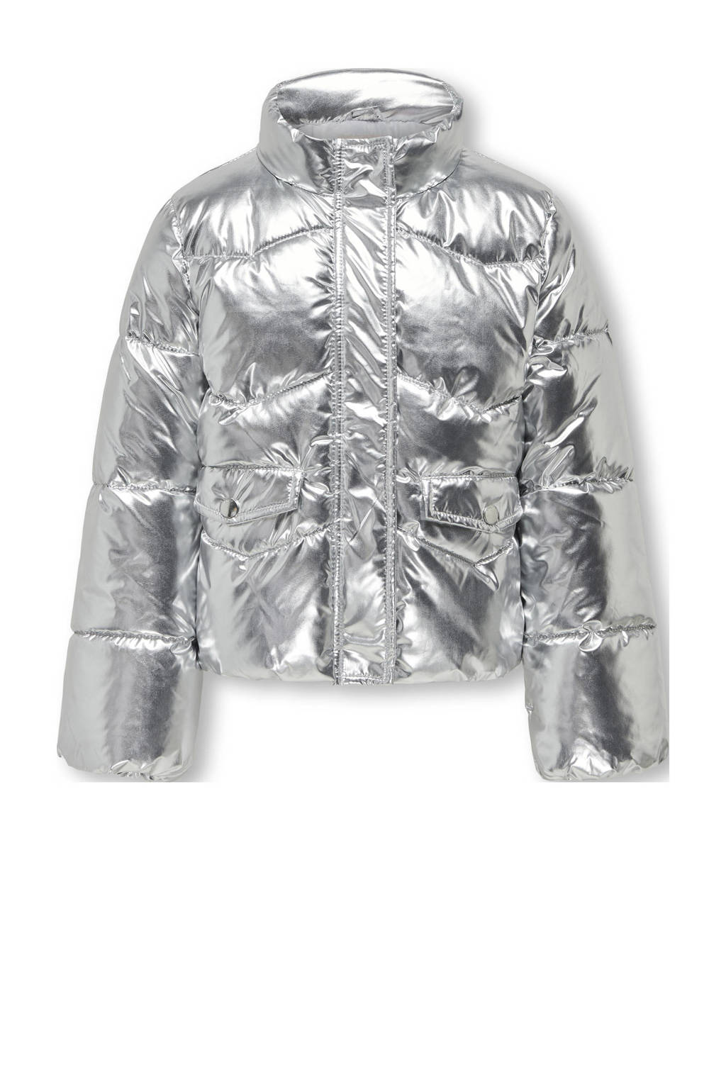 ONLY metallic gewatteerde winterjas KOGPEARL zilver metallic