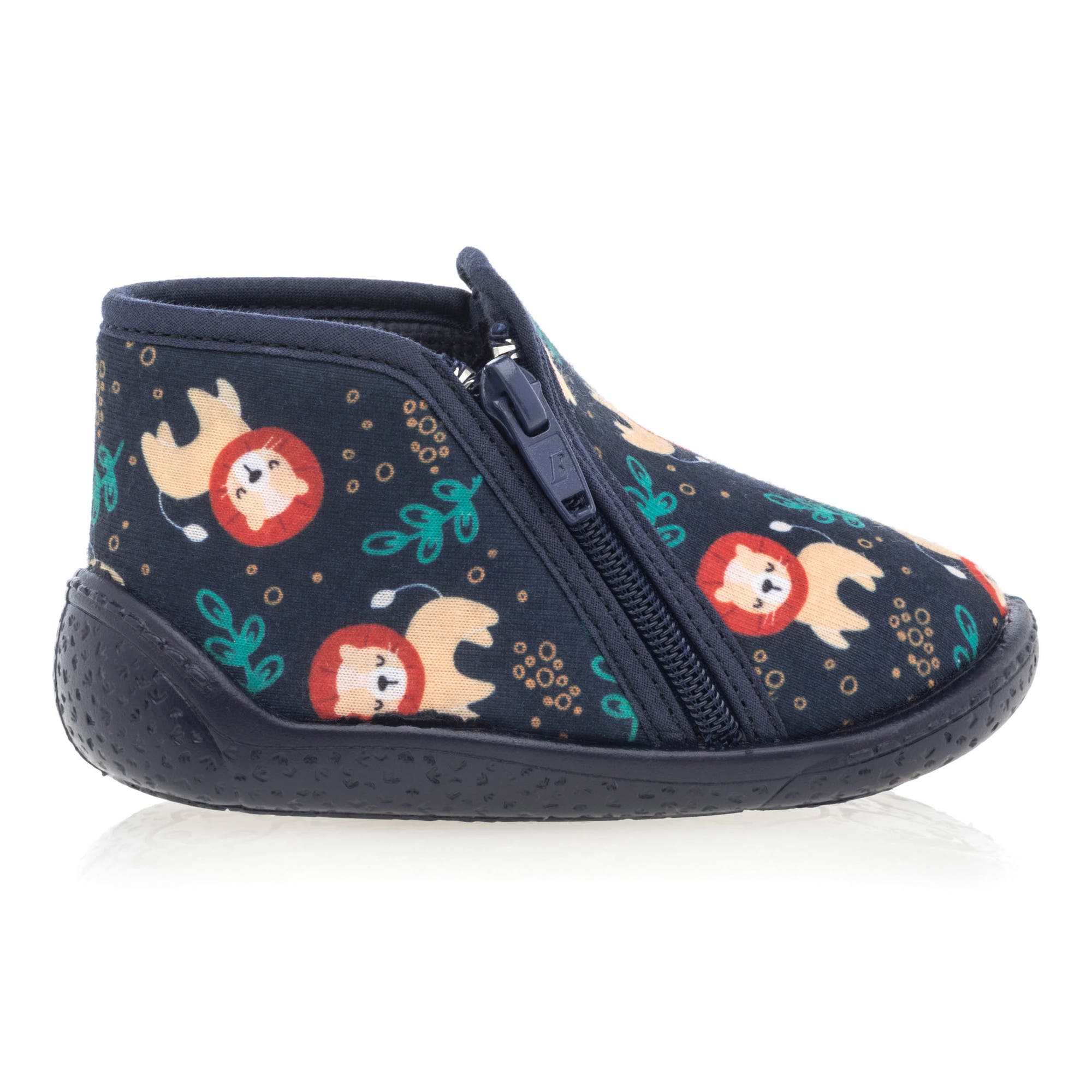 Pantoufles botillons zippés Bébé garçon bleu marine