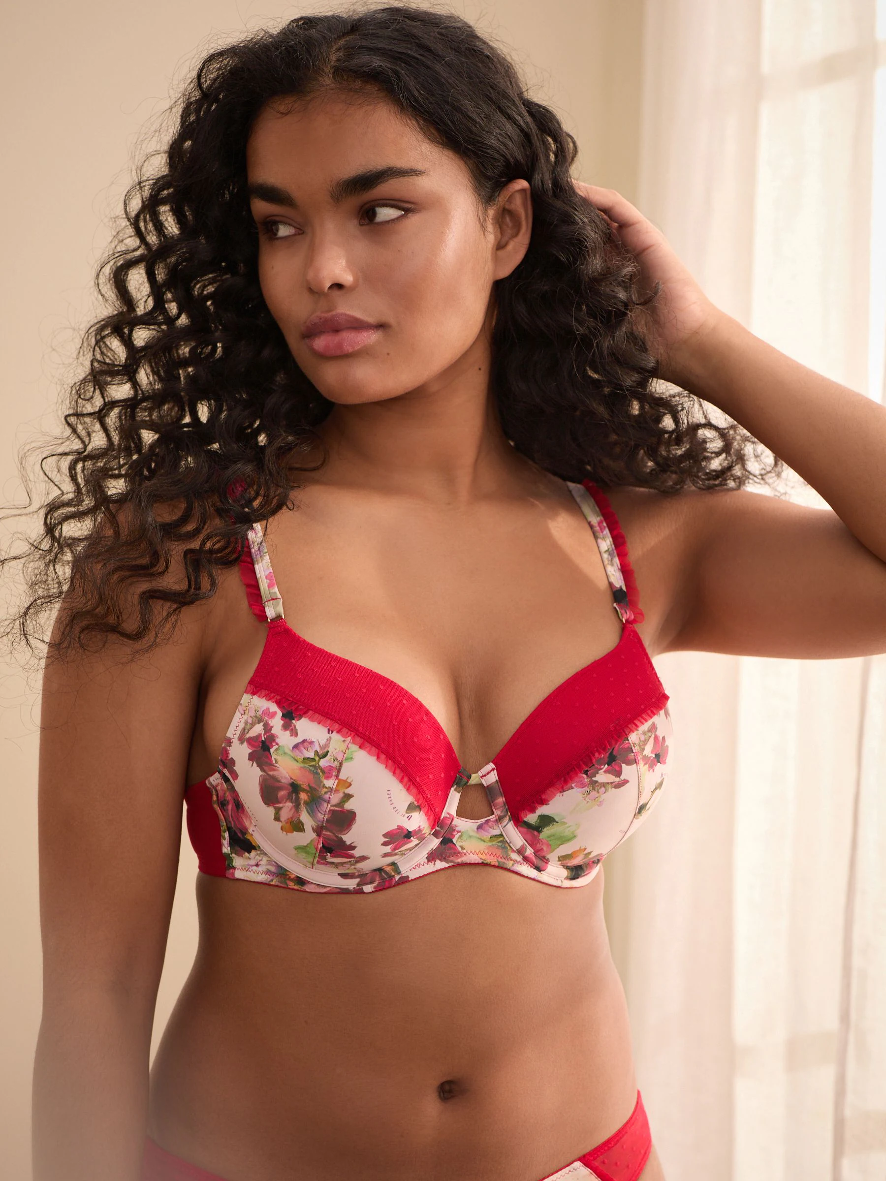 B by Ted Baker Pink Floral Print Padded Plunge Bra