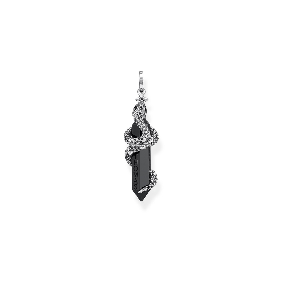 Pendentif THOMAS SABO argent 925 croix motif serpent, onyx et zirconias
