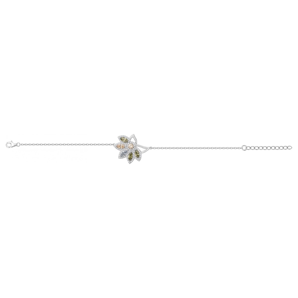 Bracelet souple mono-motif en Argent avec oxyde de zirconium multicolore