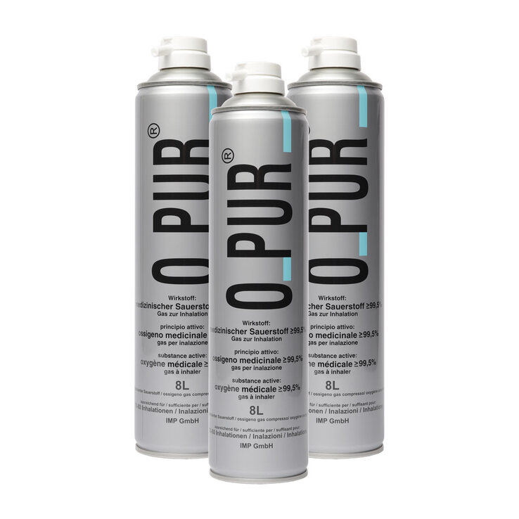 O PUR Sauerstoff Dose für Maske Spray, 3X8 l