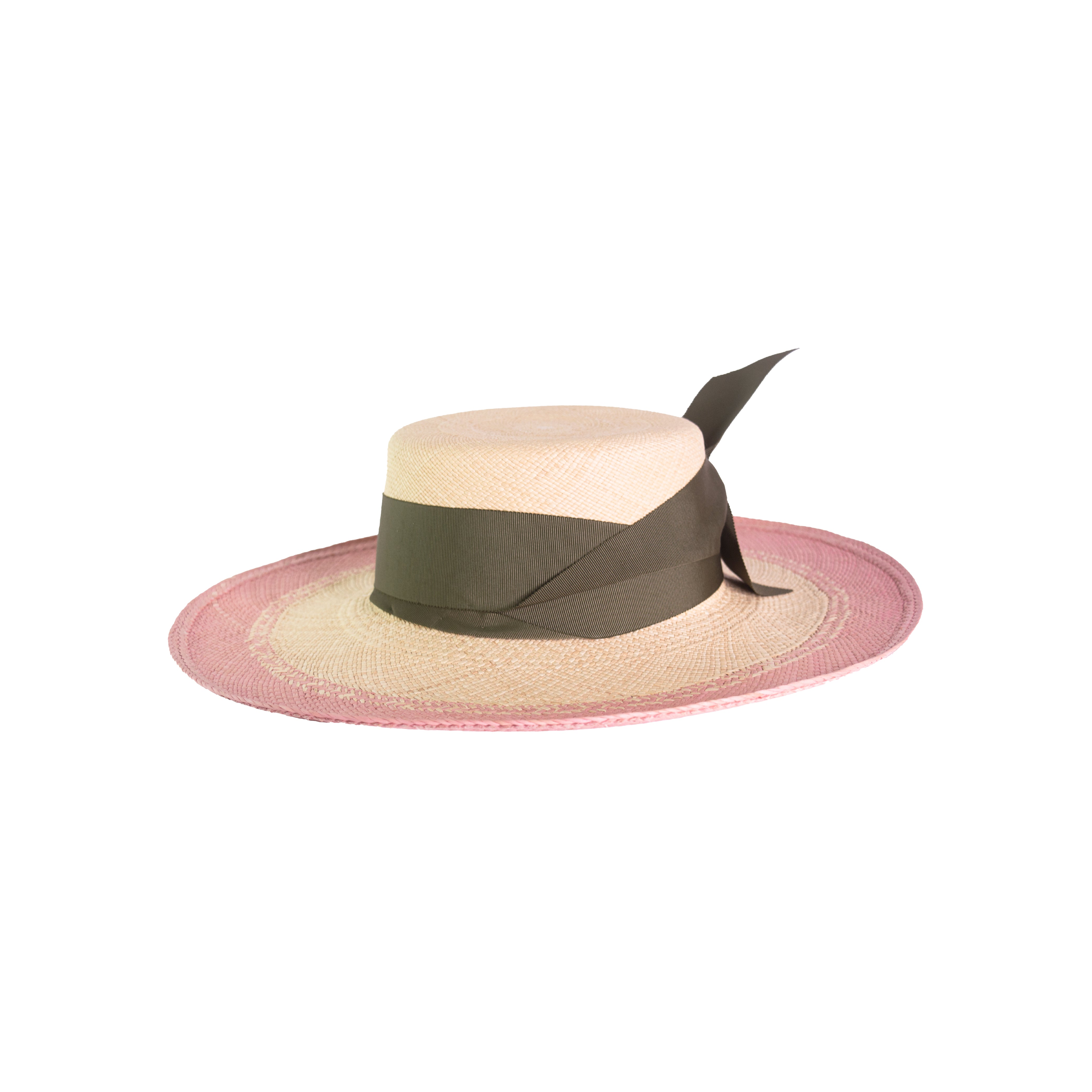 Chapeau à longs bords en cuir cordovan bicolore