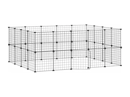 Cage animaux de compagnie à 36 panneaux et porte Noir 35x35 cm