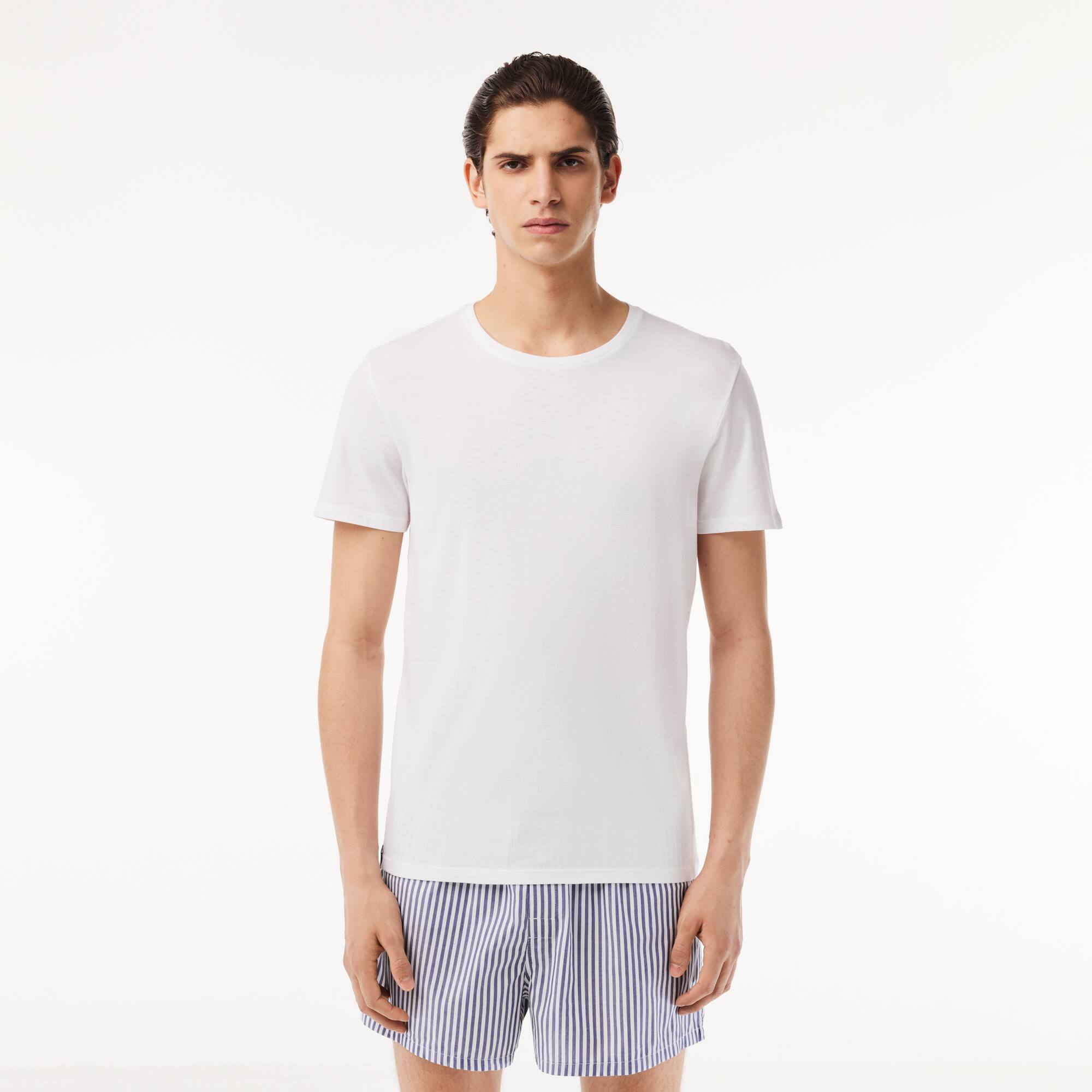 Pack de 3 t-shirts d'intérieur à col rond en coton uni Vêtements d’Intérieur - Blanc - Lacoste - Homme