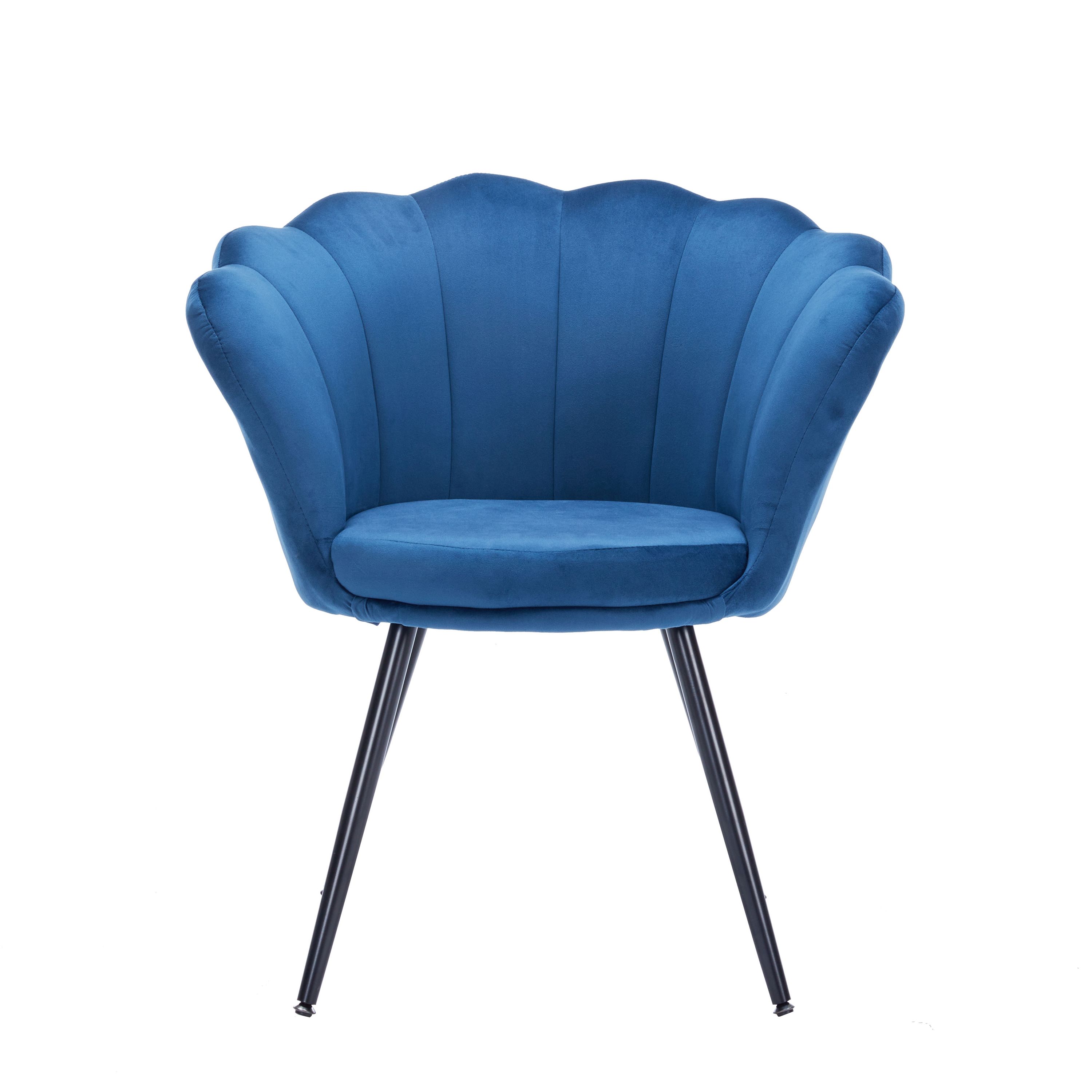 Sessel Samt SHELLY blau/schwarz