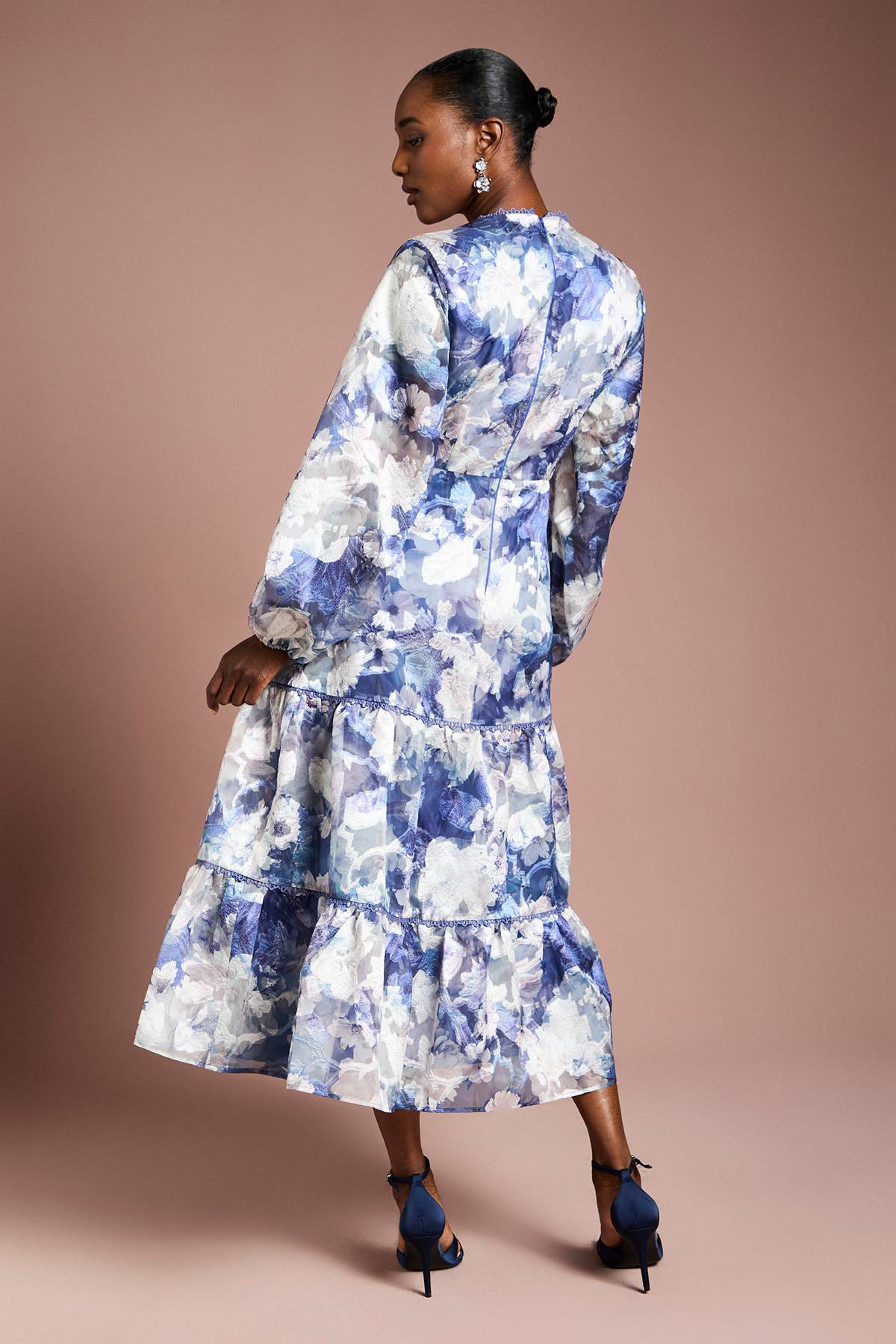 Coast Robe Volumineuse en Jacquard de Satin Imprimé