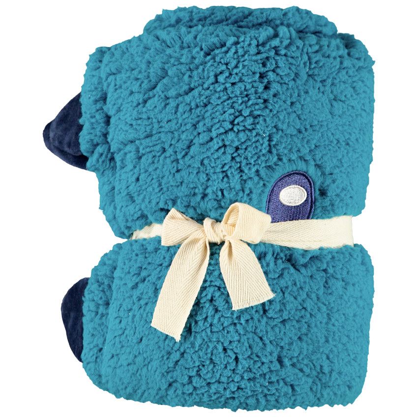 Couverture en sherpa Nael le dragon - Bleu marine