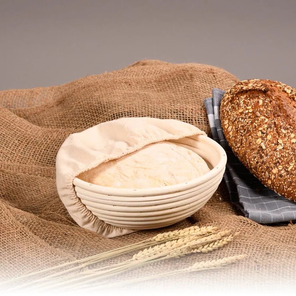 Gärkörbchen mit Stoffeinlage Rattan - Rund/Klein