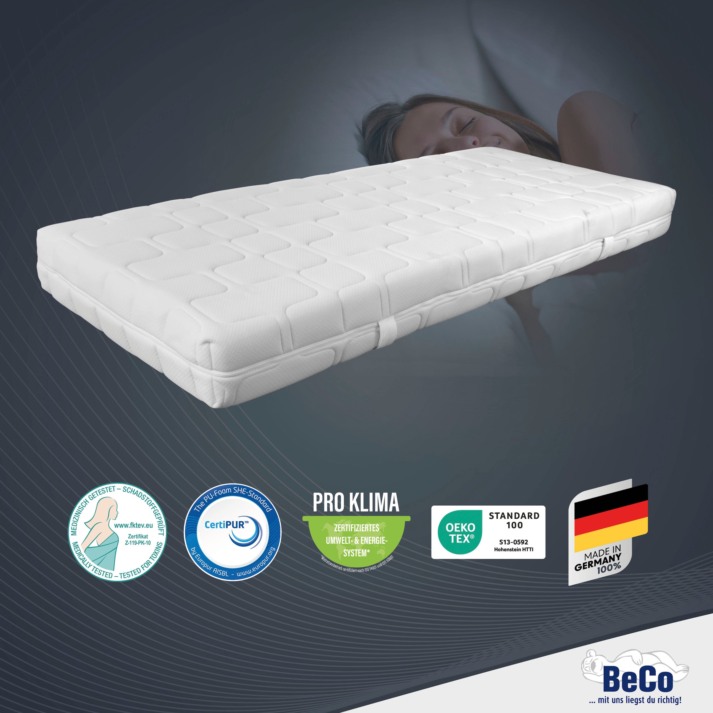Beco Gelschaummatratze »GUMO, 7 Zonen Matratze 90x200,140x200 und mehr, weiche & feste Seite« 20 cm hoch 1 Stk. tlg. druckentlastende Gelschaumauflage,atmungsaktiv, Partner-/Wendematratze