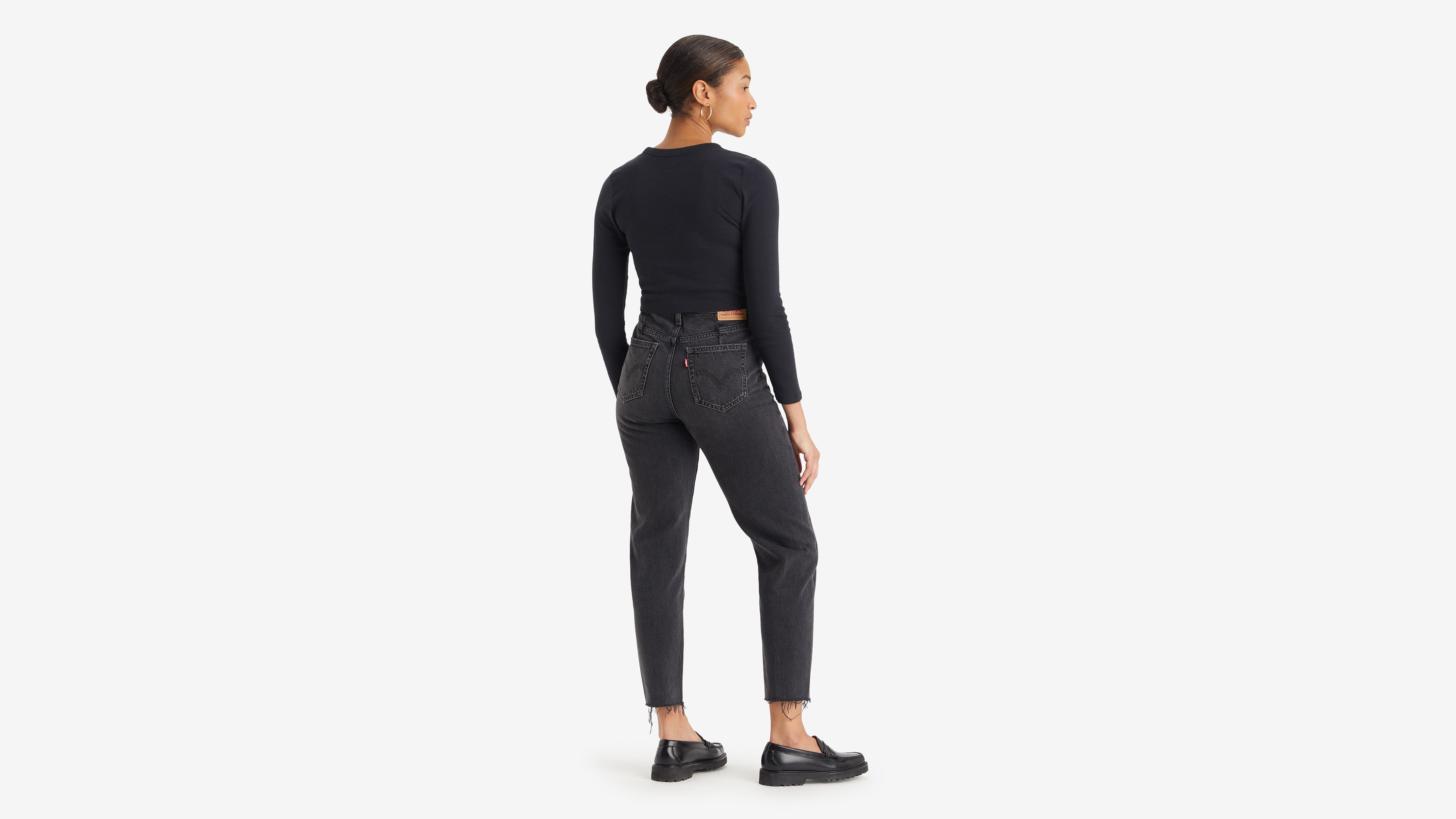 Jean Mom effiloché taille haute - Wandering Spirit - Noir