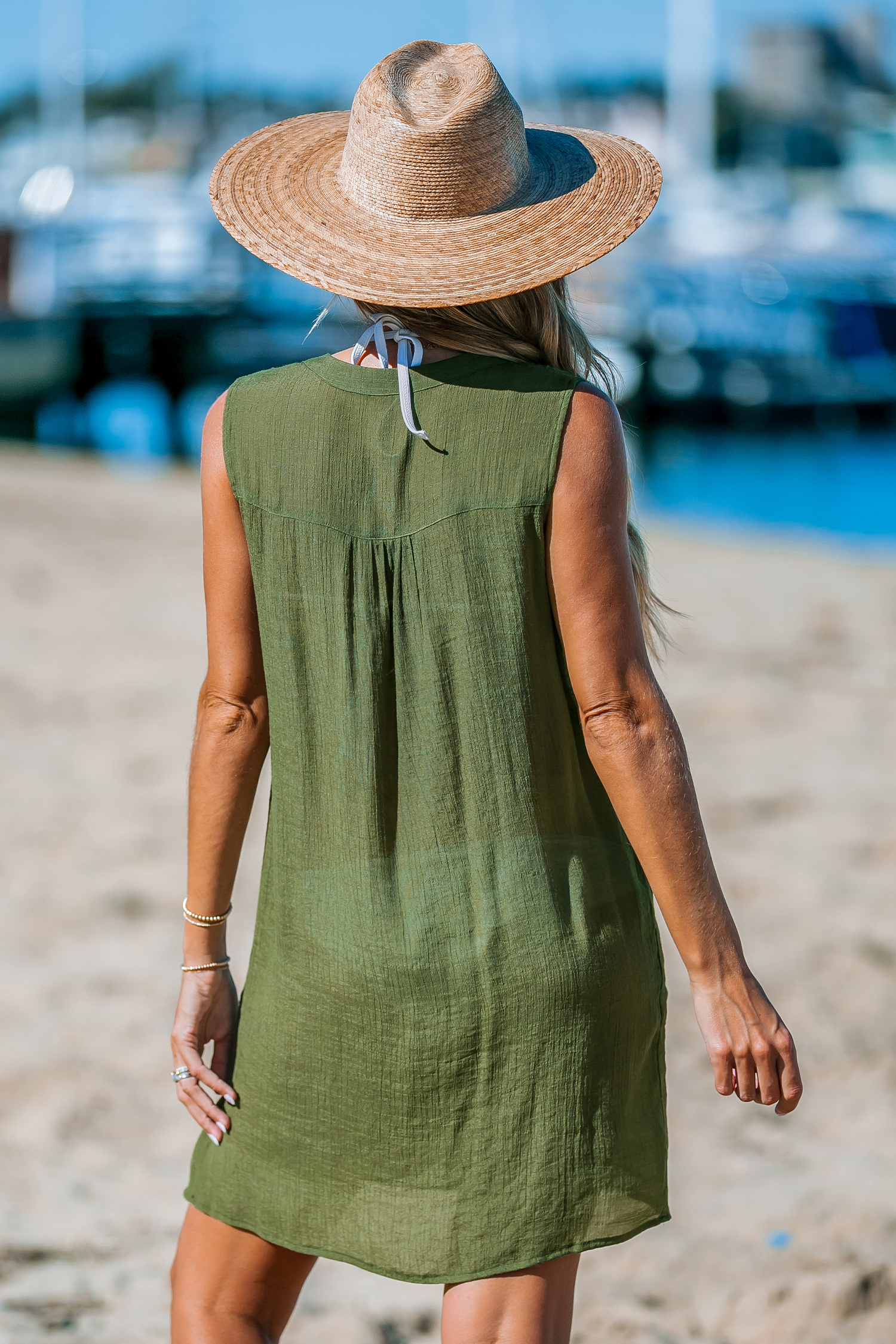 Robe cover up à poche plaquée olive