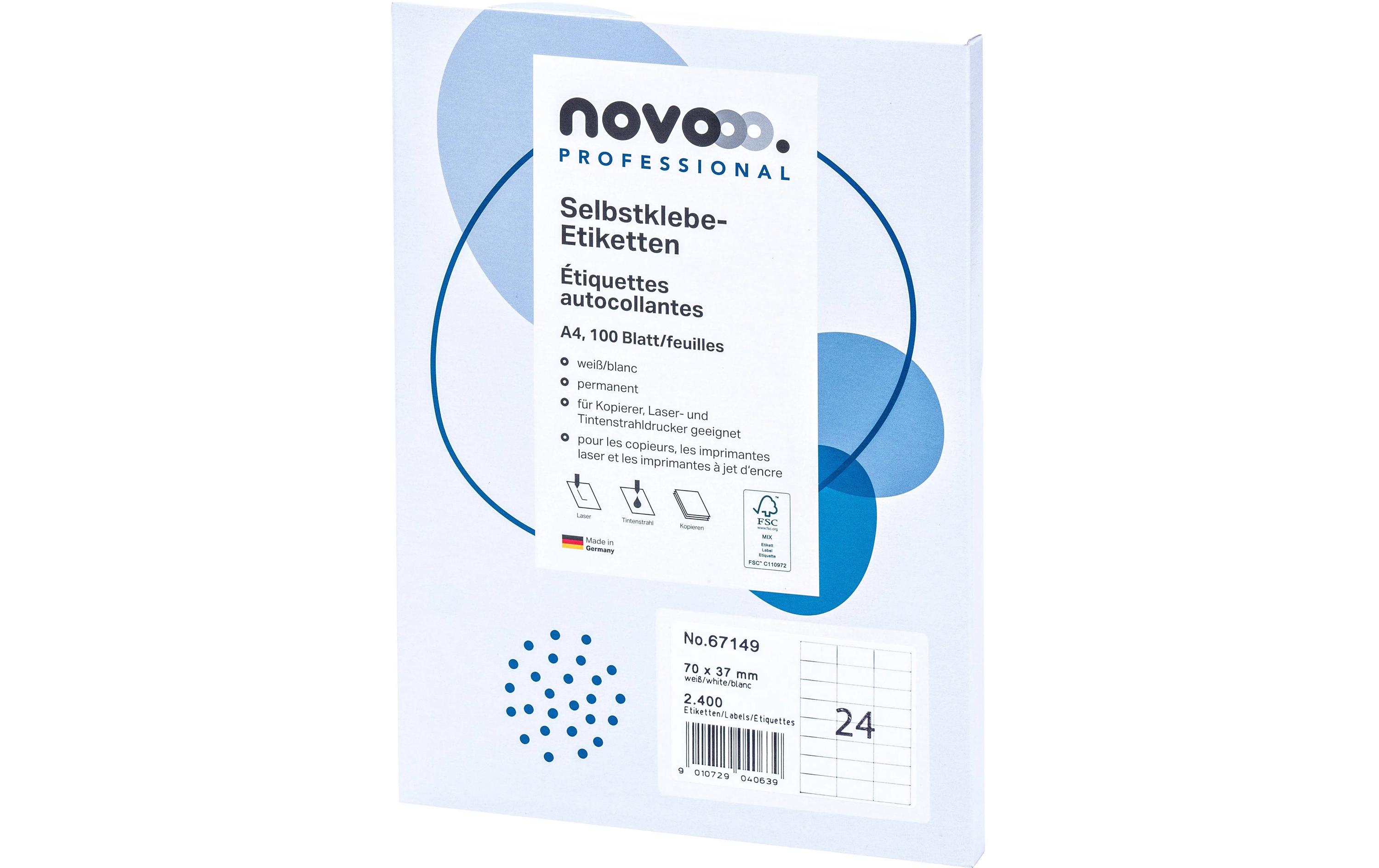 Selbstklebende Etiketten 70 x 37 mm, 24 BlattHochwertige Universal-Etiketten für vielfältige Anwendungen