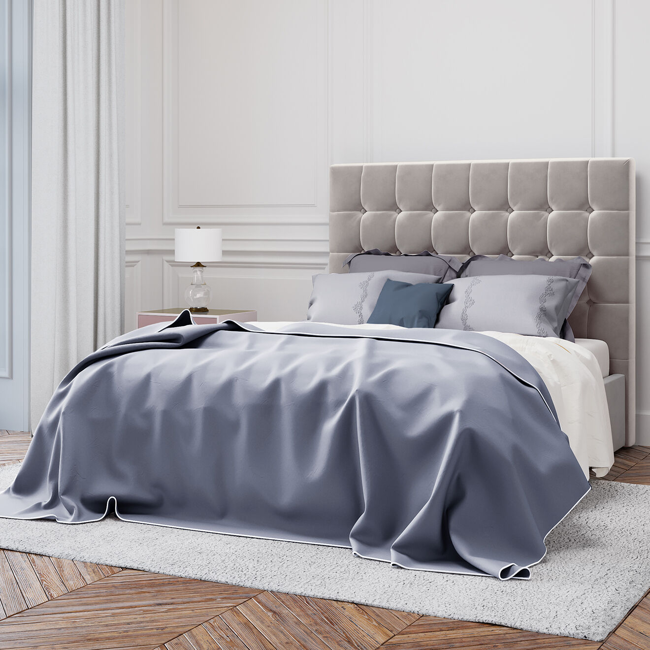 Kooko Home Tête de lit en Velours Sol beige - 180x120 cm