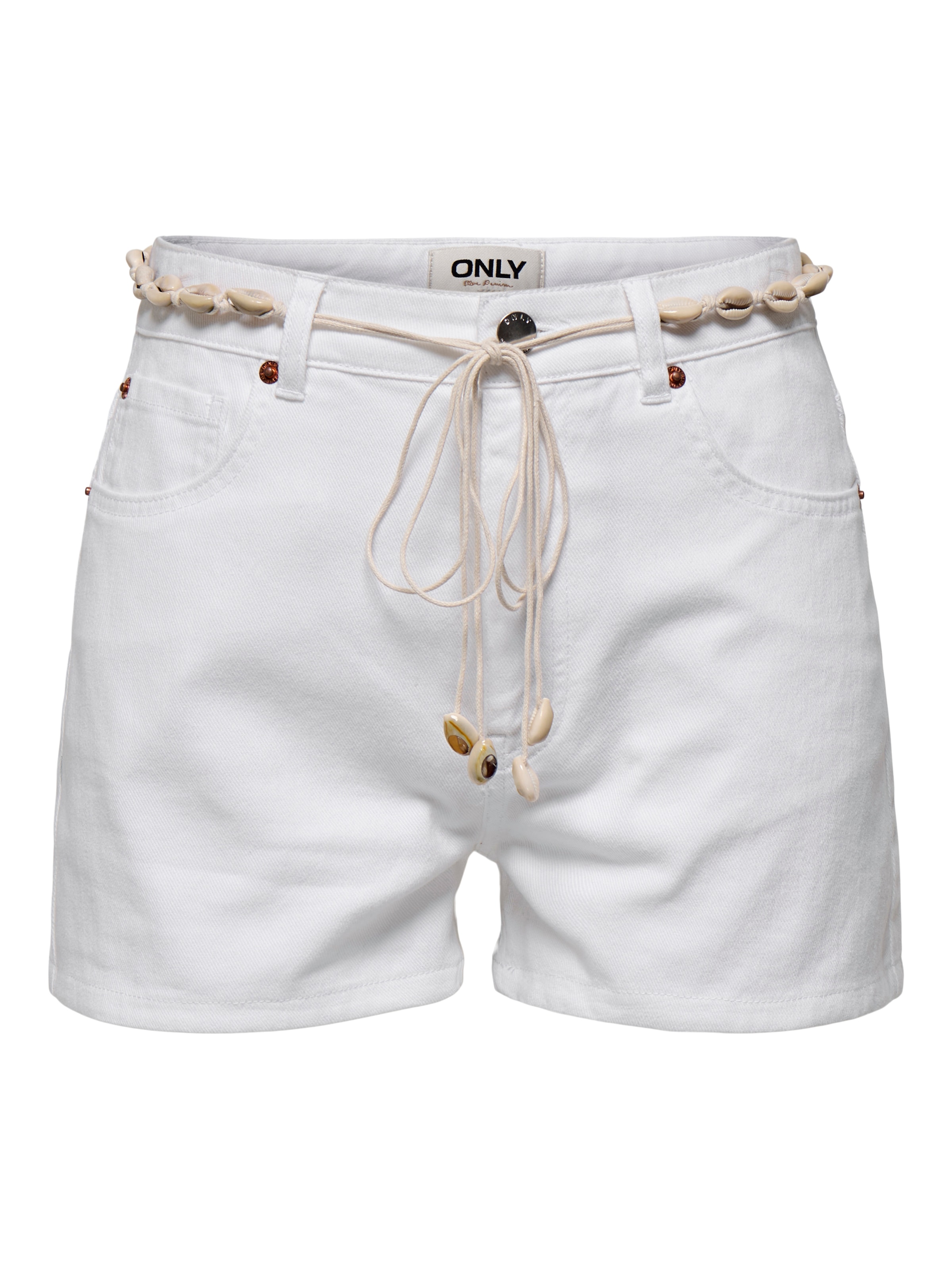 ONLY Jeansshorts »ONLZUMA HW SHELL BELT DNM SHORTS BJ« mit Destroyed Effekt und ausgefranstem Saum