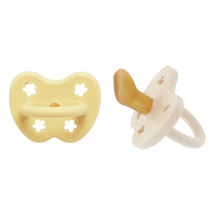 Hevea Tétines physiologiques en caoutchouc naturel - Lot de 2 | Beige