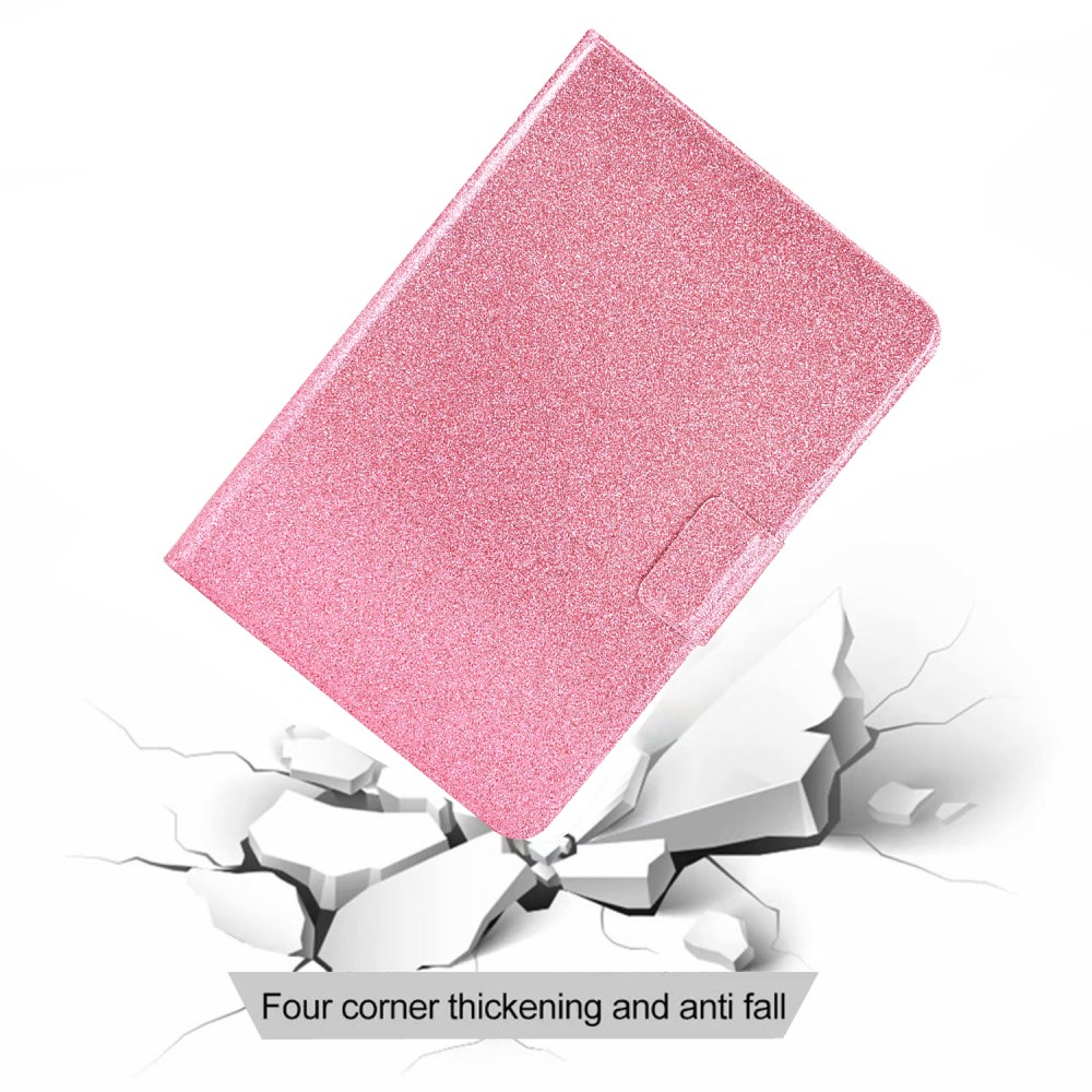 Samsung Galaxy Tab A11 / A9 Leder Tasche Flip Cover mit Glitzer Optik - Rosa