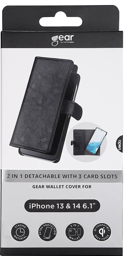 Gear 2-i-1 iPhone 14 pungetui (sort)