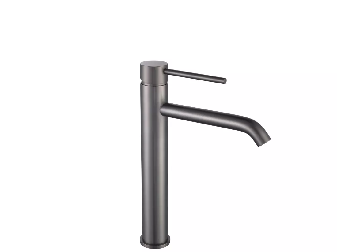 LuxuryBain- Grand Mitigeur, robinet de lavabo pour salle de bain réhaussé design et moderne (Gris brossé)
