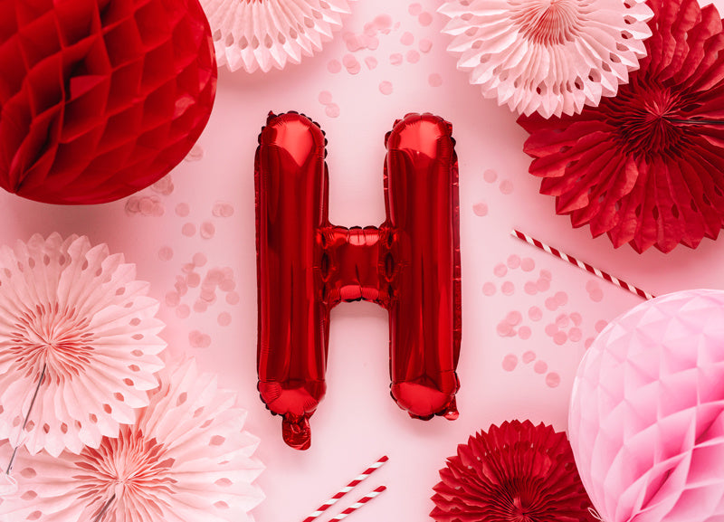 Folie Ballon Letter H Rood Leeg 35cm