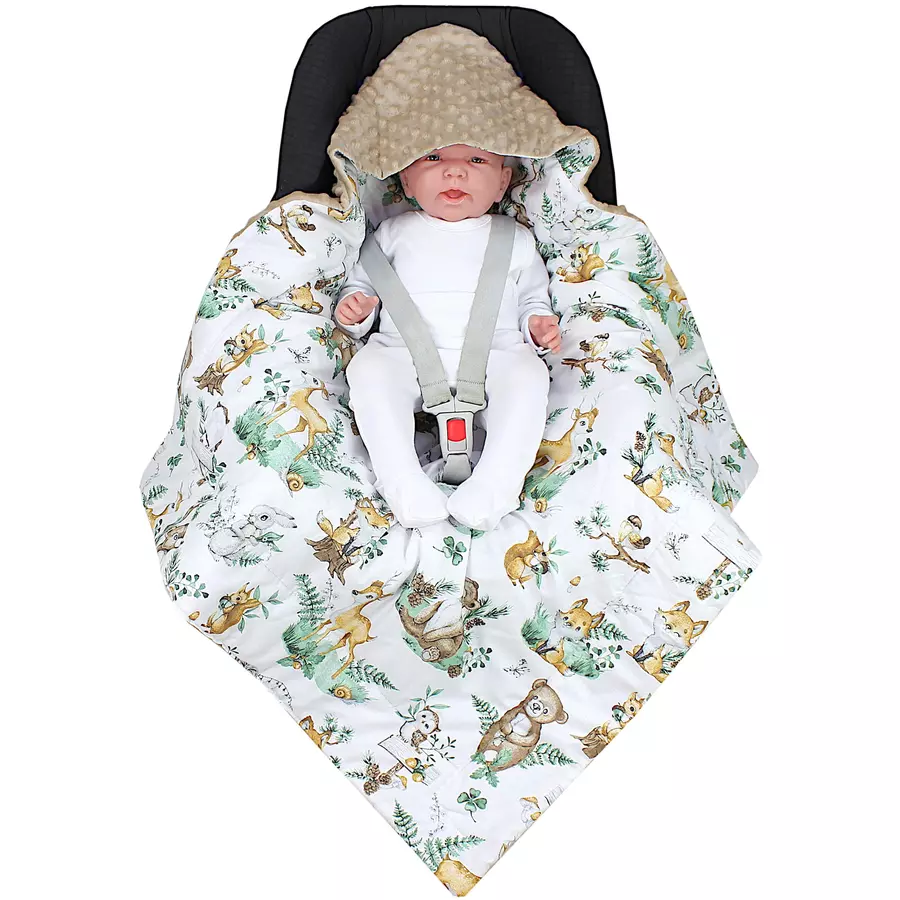 TupTam Baby Winter Einschlagdecke für Babyschale Wattiert grünbeige