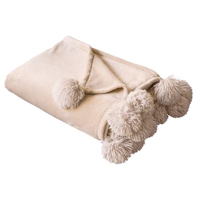 Plaid pompons en microfibre