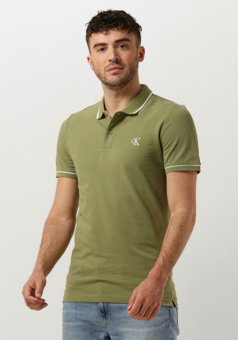 CALVIN KLEIN groene calvin klein polo tipping slim polo