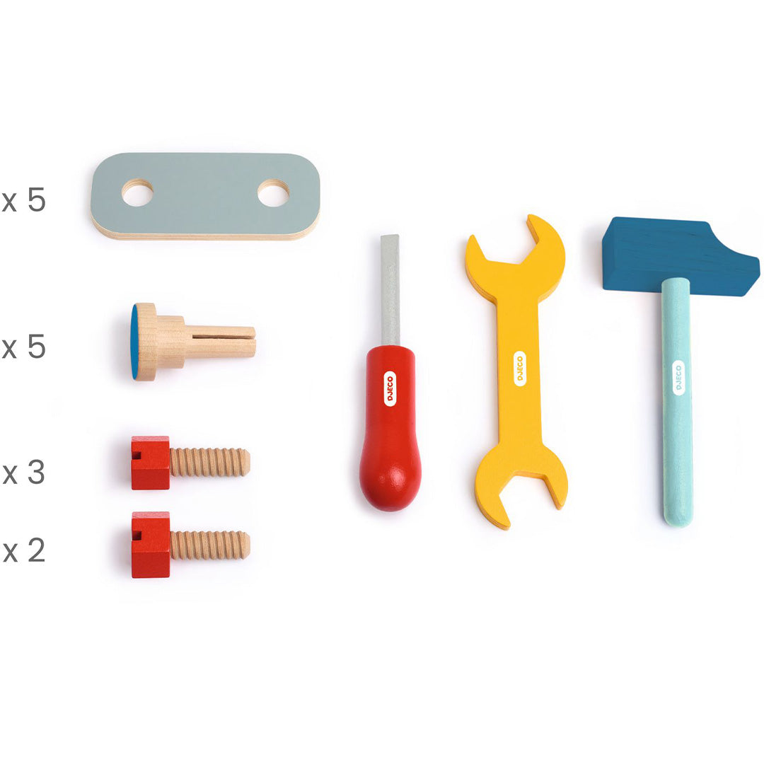 djeco kinderwerkbank tafelmodel bricotoo- 18-delig