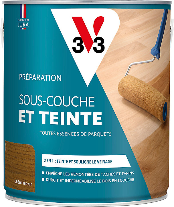 Sous-couche & teinte parquets V33 chêne moyen 2,5L