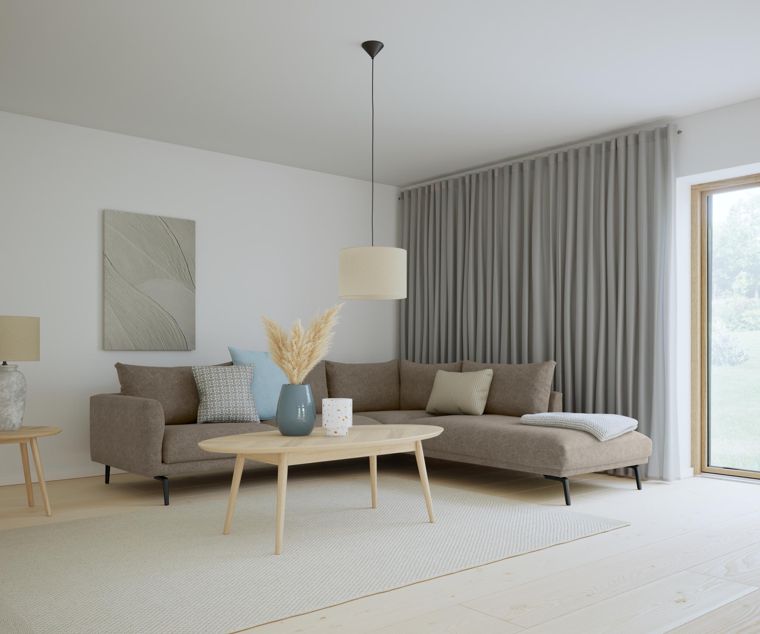 Hallsberg højrevendt sofa med pufafslutning