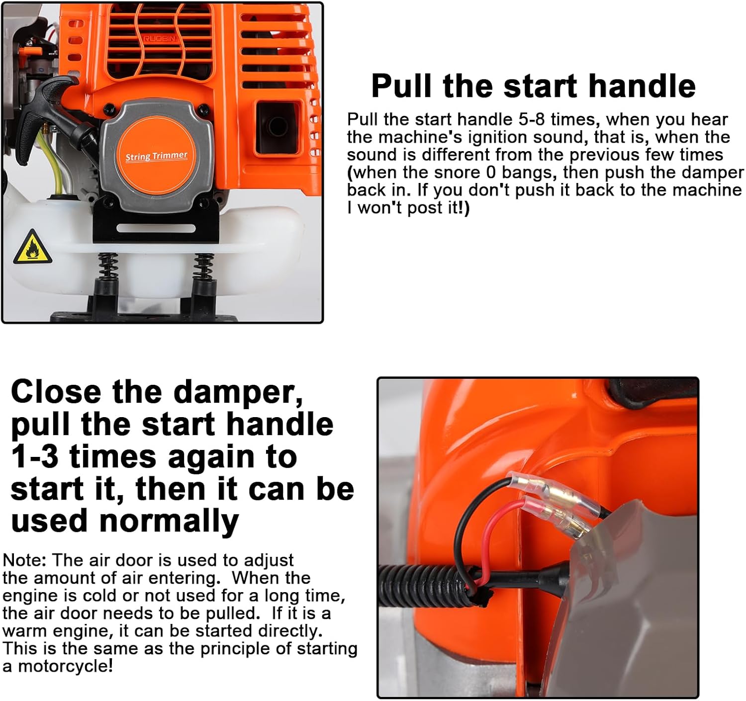 5 in 1 Rasenmäher 52CC Gas Unkrautschneider Akku-Heckenschere 2-Takt Freischneider Handheld Kettensäge Heckenschere Benzin Heckenschere Kettensäge Motorsense (Orange)