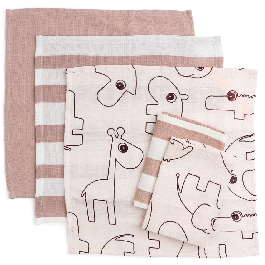 Done by Deer™ Waschlappen 5-pack Deer friends rosa